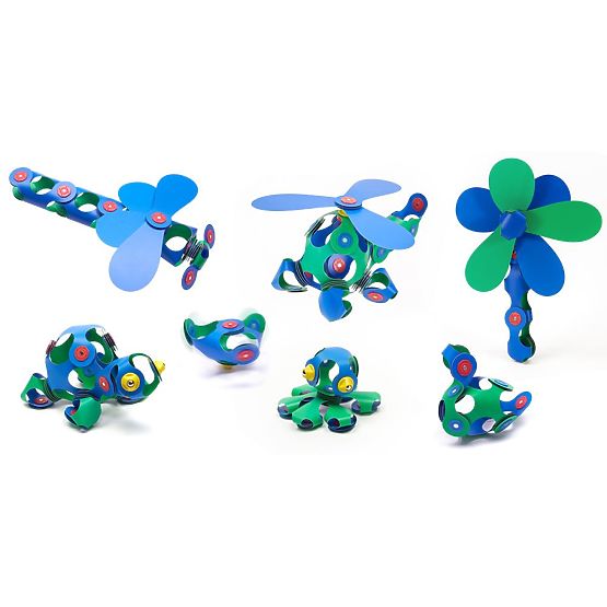 Clixo magnetické kocky Crew pack, Zeleno-Modré