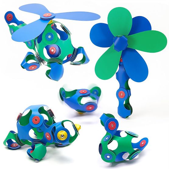 Clixo magnetické kocky Crew pack, Zeleno-Modré
