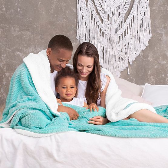 Deka SHLEEPY farba tyrkysová razený žakár klasický štýl 130x180