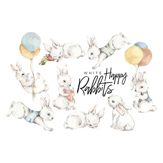 Dekorácia na stenu DEKORNIK Happy rabbits white
