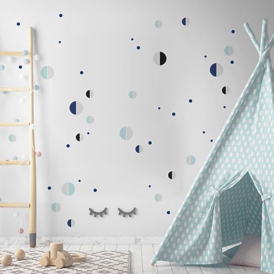 Dekorácia na stenu DEKORNIK - modré polmesiace