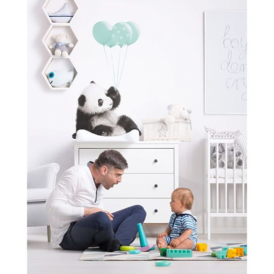 Dekorácia na stenu DEKORNIK - panda s mätovými balóniky