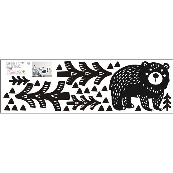 Dekorácia na stenu - medveď v lese - čierna