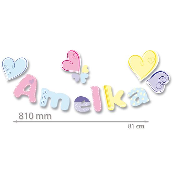 Dekorácia na stenu písmenká - pastelová srdce