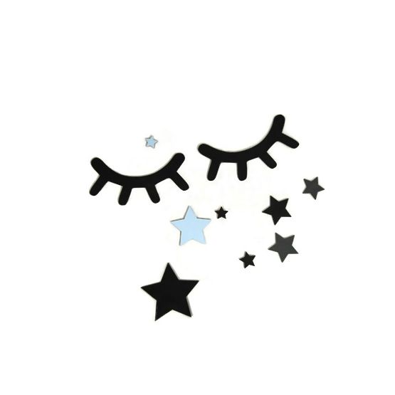 Dekorácia na stenu: Spiace očká s hviezdičkami - modré