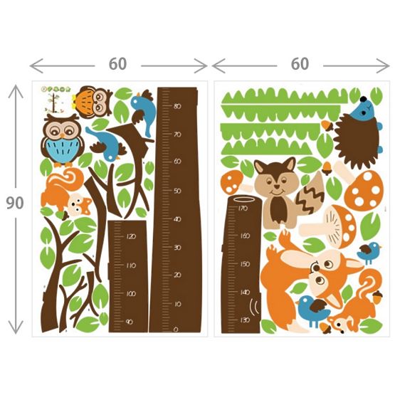 Dekorácia na stenu - výškomer - strom s líškou