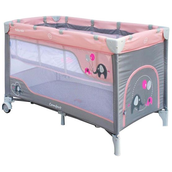 Detská cestovná postieľka Baby Mix Dark Grey Ružová