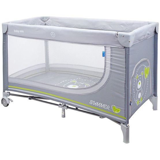 Detská cestovná postieľka Baby Mix Medvedík dark grey Sivá