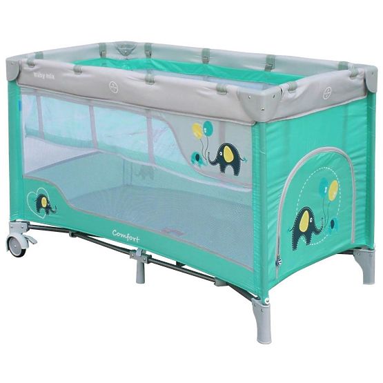Detská cestovná postieľka Baby Mix Slony Mint Zelená