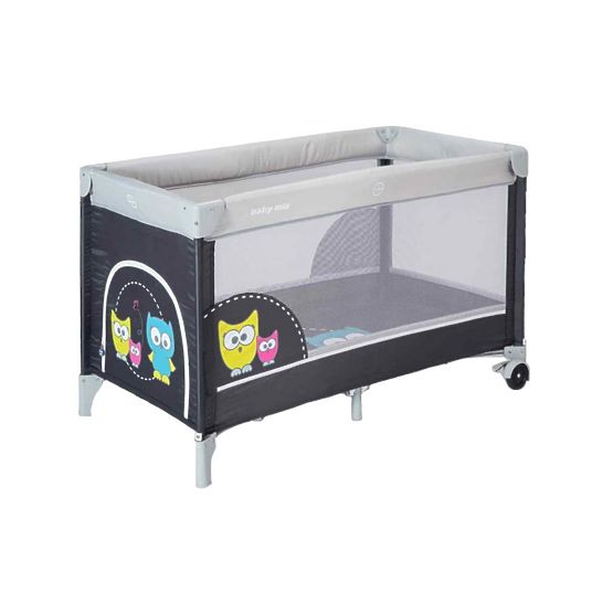 Detská cestovná postieľka Baby Mix Sova tmavo sivá