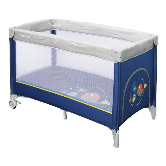 Detská cestovná postieľka Baby Mix Vrabce modrá