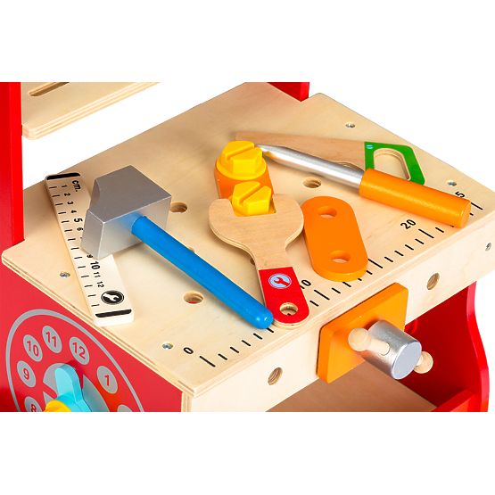 Detská drevená dielnička s kolieskami