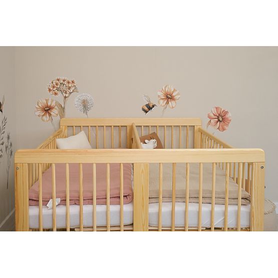 Detská drevená postieľka pre dvojčatá Ourbaby Twinny - prírodná