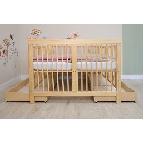 Detská drevená postieľka pre dvojčatá Ourbaby Twinny - prírodná