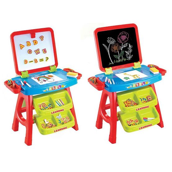 Detská edukačná magnetická tabuľa 3v1 Baby Mix Červená