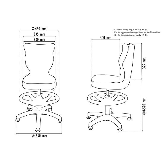 Detská ergonomická stolička k písaciemu stolu upravená na výšku 119-142 cm - futbalové lopty