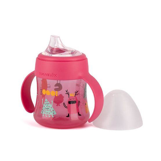 Detská fľaša s uškami Suavinex BOOOM - ružová 150 ml
