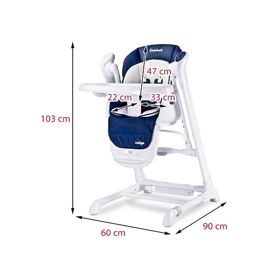 Detská jedálenská stolička 2v1 Caretero Indigo grey Sivá