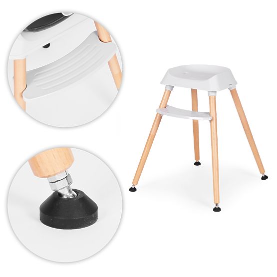 Detská jedálenská stolička 6v1 s prešívaným poťahom a sivým táckom ECOTOYS