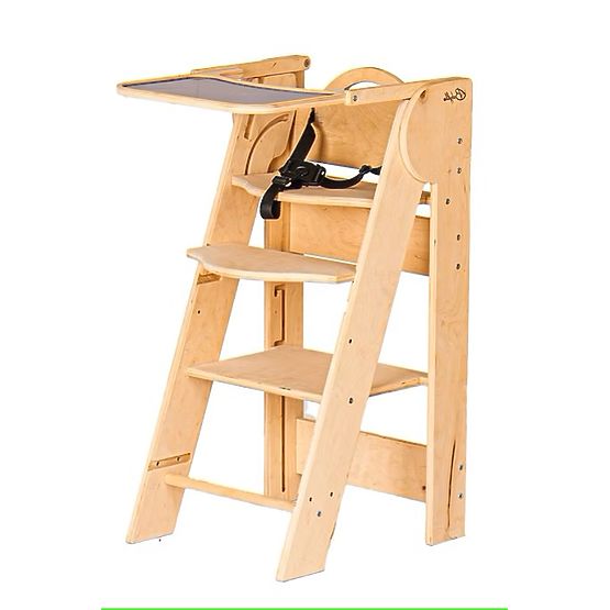Detská jedálenská stolička a učebná veža 2v1 - prírodná