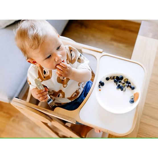 Detská jedálenská stolička a učebná veža 2v1 - prírodná