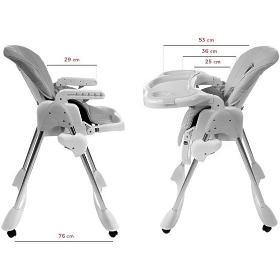 Detská jedálenská stolička Luxa - sivá