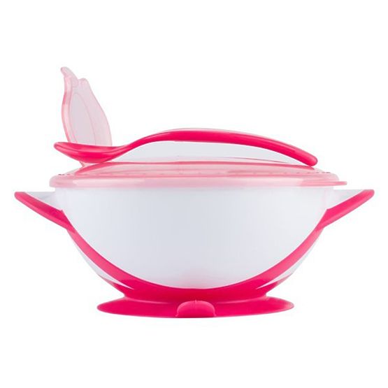 Detská miska s prísavkou a lyžičkou Baby Ono ružová