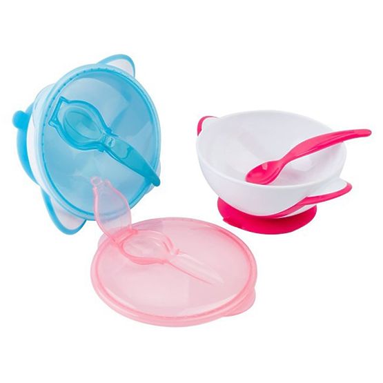 Detská miska s prísavkou a lyžičkou Baby Ono ružová