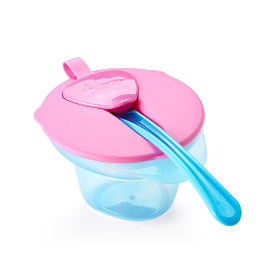 Detská miska s trojuholníkovým dnom a lyžičkou Tommee Tippee ružová