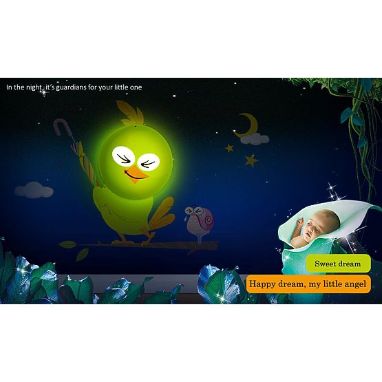Detská nočná lampa s nálepkou - vtáčik