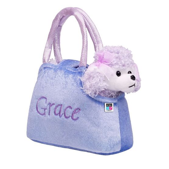 Detská plyšová hračka PlayTo Psík v kabelke fialová