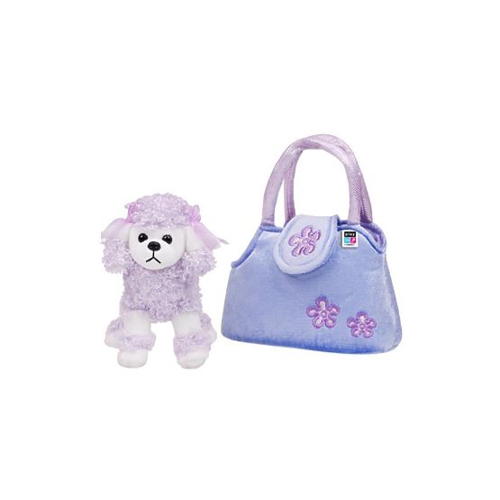 Detská plyšová hračka PlayTo Psík v kabelke fialová