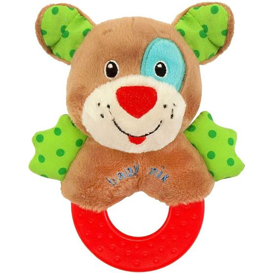Detská plyšová hrkálka Baby Mix psík Oranžová