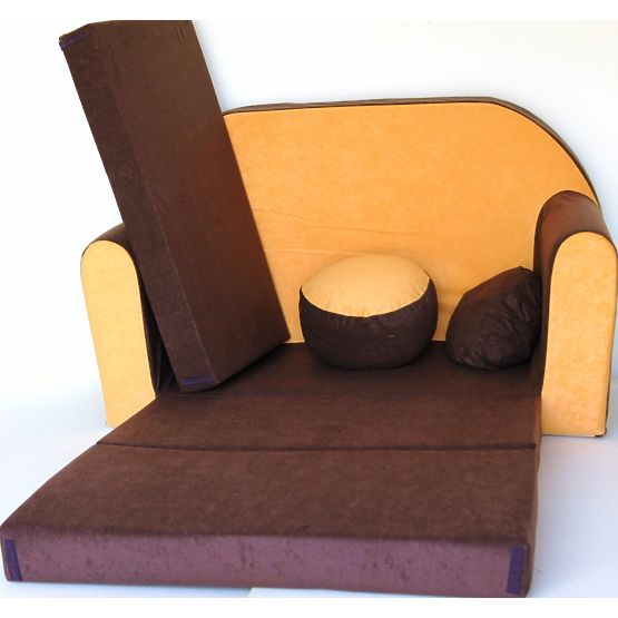 Detská pohovka hnedo-oranžová