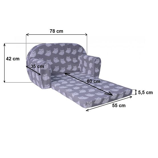 Detská pohovka Hviezdy - sivá