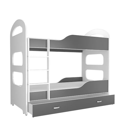Detská poschodová posteľ Dominik - bielo-šedá