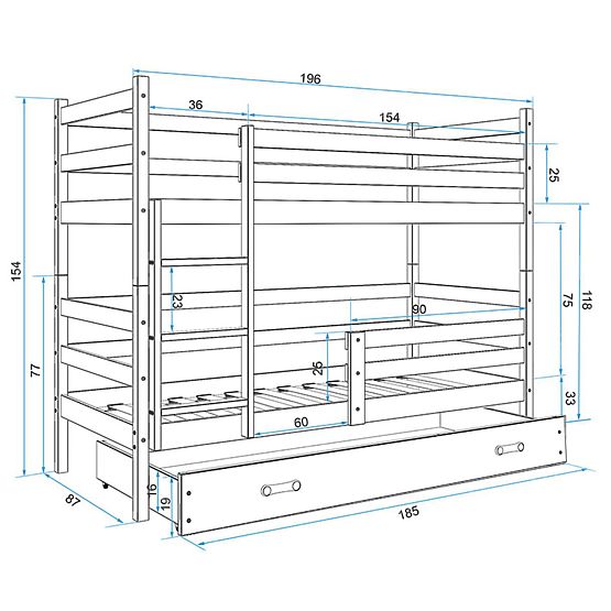 Detská poschodová posteľ Rocky - šedo-biela
