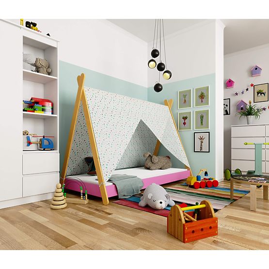 Detská posteľ 160x80 GEM s matracom ružová