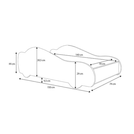 Detská posteľ auto Batcar black 140x70