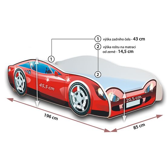 Detská posteľ - auto Speedy - červené