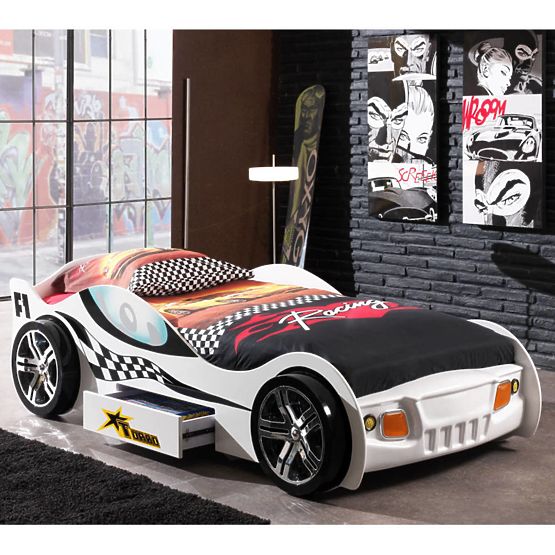 Detská posteľ auto Turbo Racing - biela