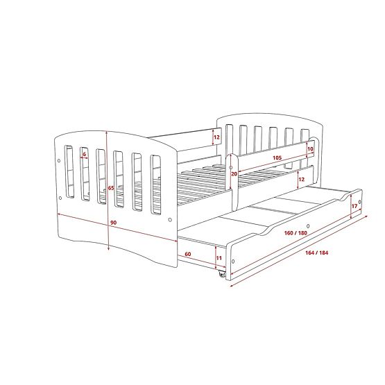 Detská posteľ Classic - bukový dekor