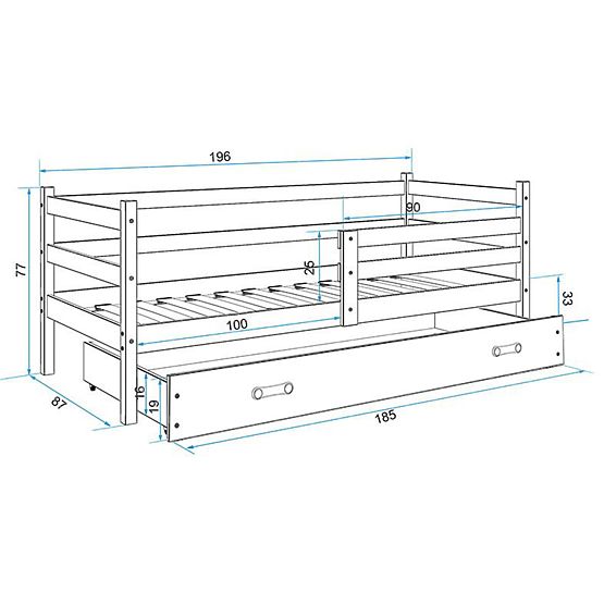Detská posteľ Erik - sivá