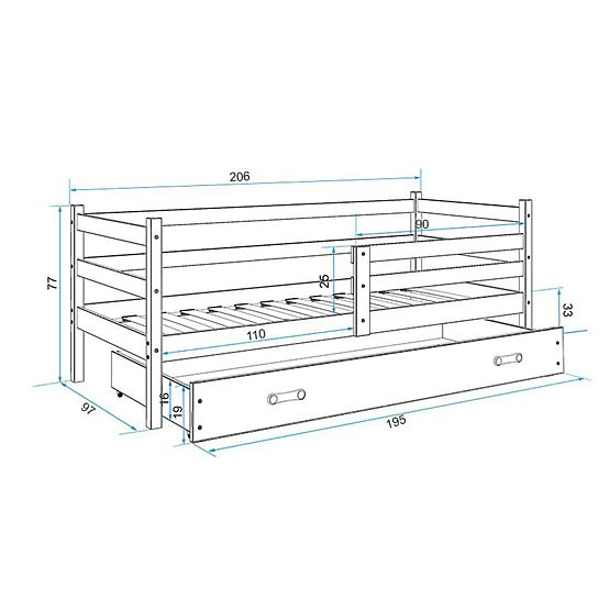 Detská posteľ Erik - sivá