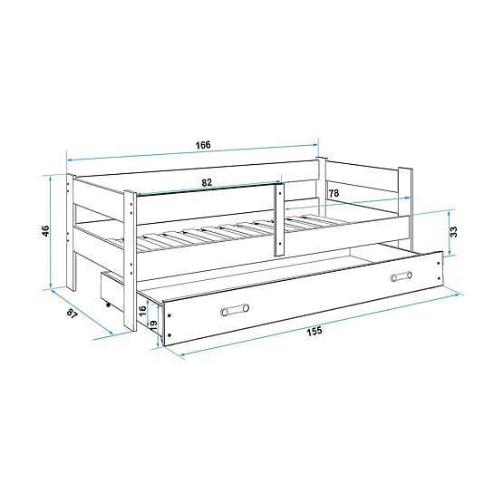 Detská posteľ Hugo 160x80 cm - sivá