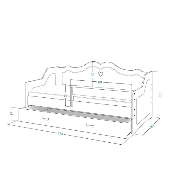 Detská posteľ JULIE so zadami 160x80 cm - biela