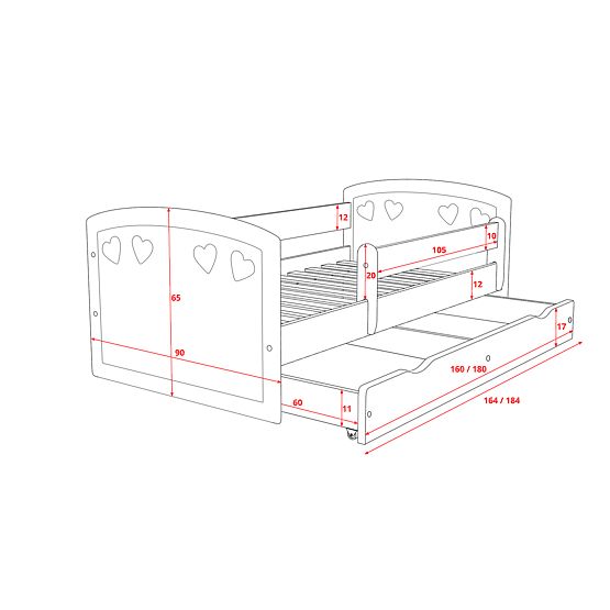 Detská posteľ Julie - sivá