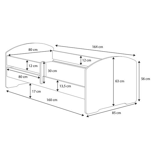 Detská posteľ MAX so zásuvkou a zábranou 160x80