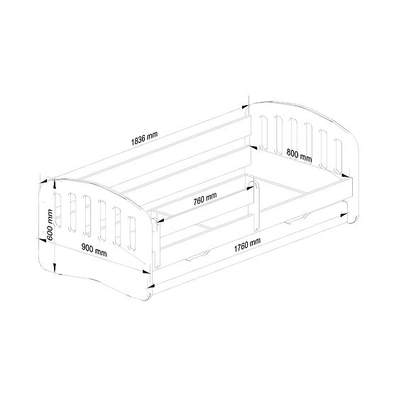 Detská posteľ PLAY 180x80 Ružová + Matrac