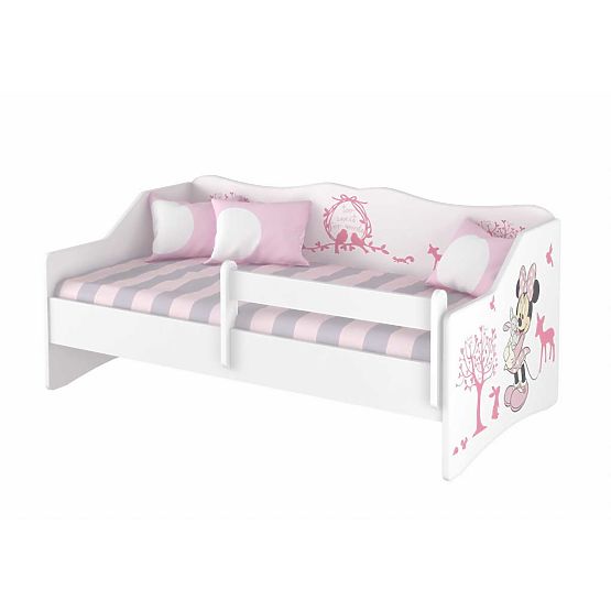 Detská posteľ s chrbtom - Minnie Mouse a zvieratká